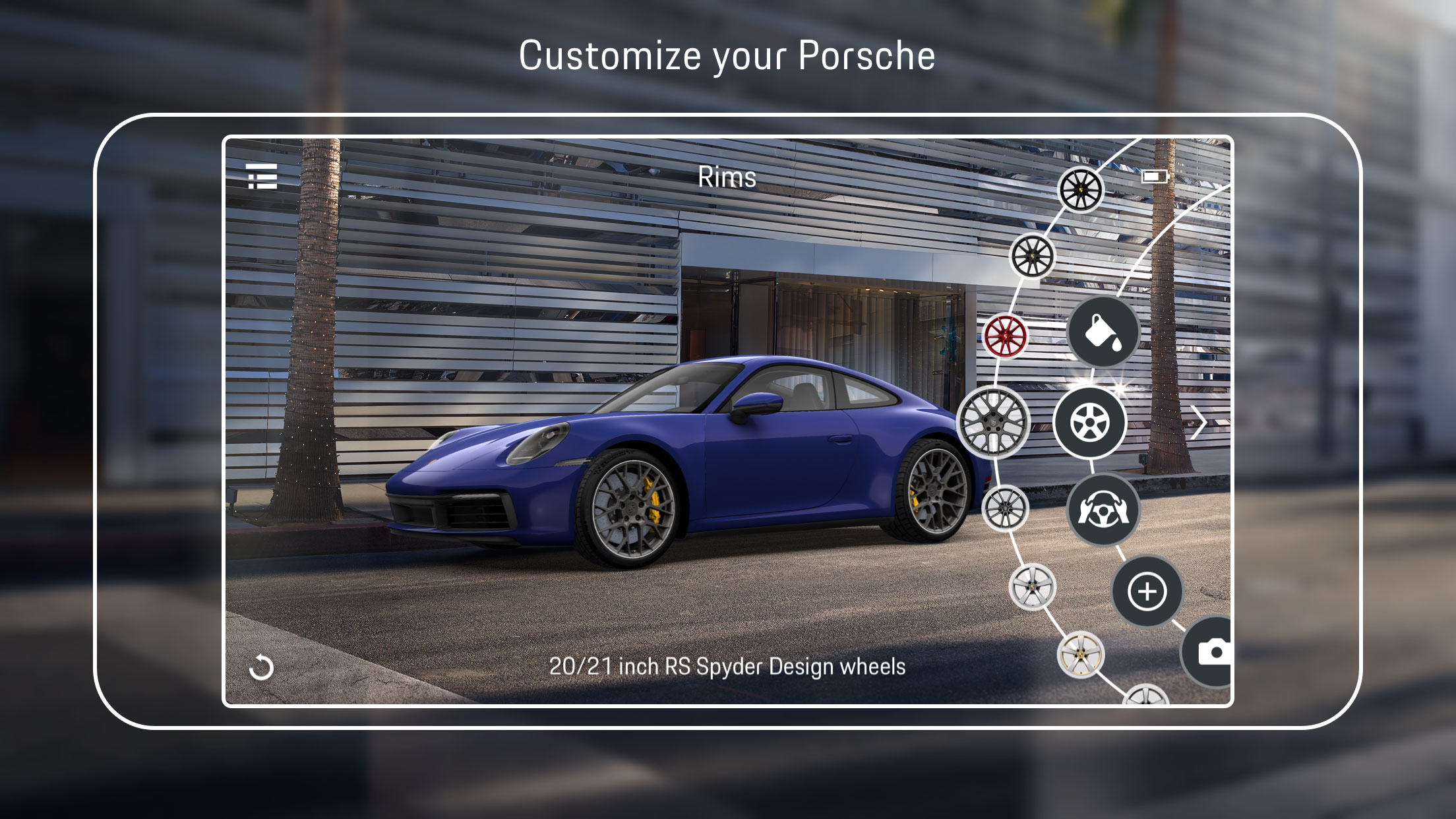 Using the Porsche Code,customers can upload their configuration from the Web Configurator into the app