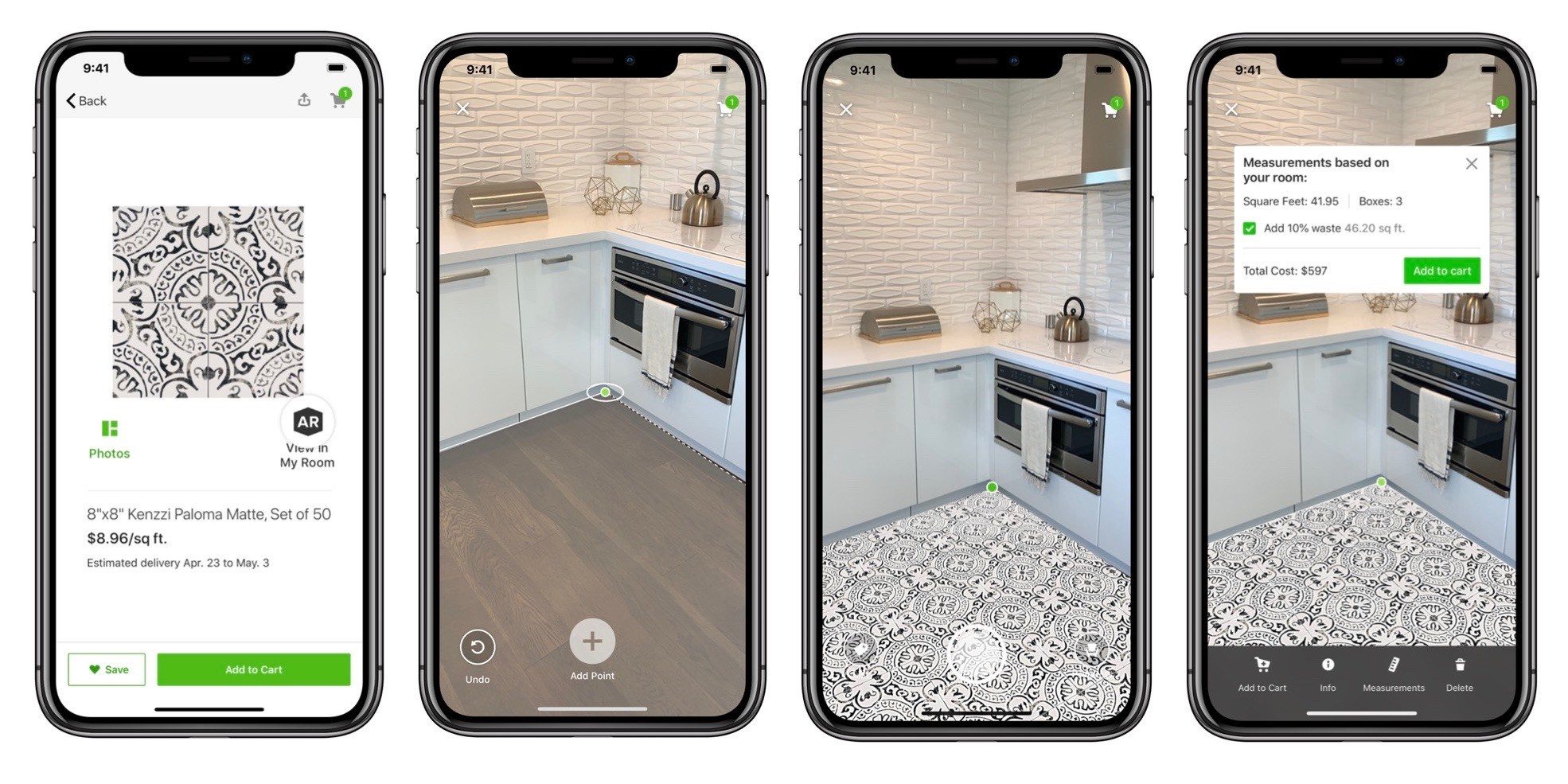 Houzz View in My Room 3D Augmented Reality Tool for Tile Designs