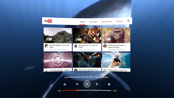 The Youtube VR app