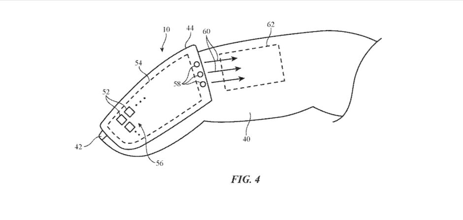 Illustrations on the Apple patent application shows the finger tracking device is roughly the size of a fingernail