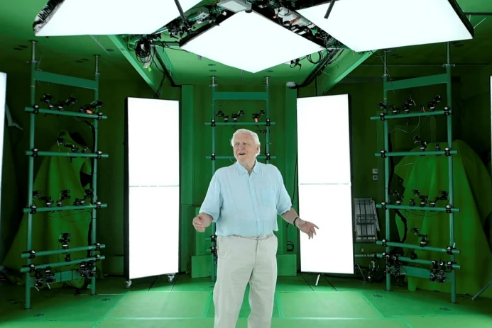 David Attenborough shooting the scenes for The Green Planet AR Experience
