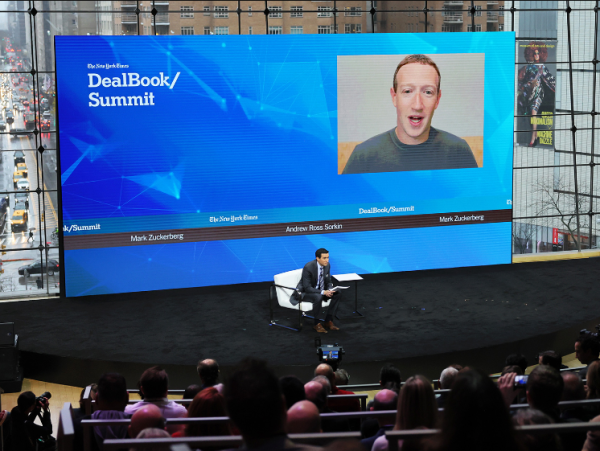 Zuckerberg speaking at the New York Times DealBook Summit