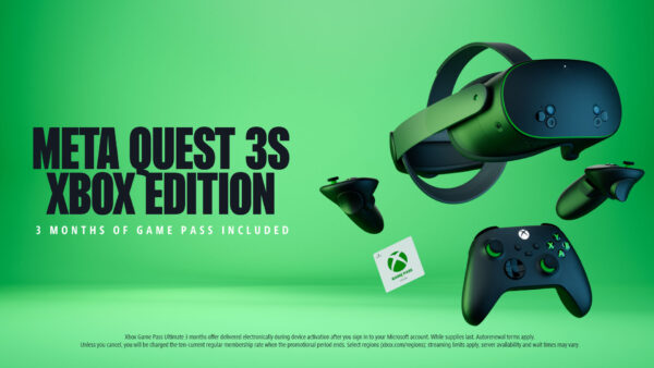 Black and green Meta Quest 3S Xbox Edition bundle with Xbox controller, launched at $399.99